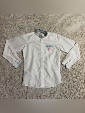 Child’s Size 16 White Equine Couture Long Sleeve Horseback Riding Show Shirt
